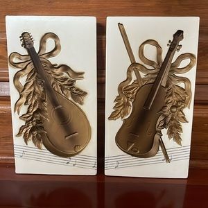 Vintage Criterion Product Ceramic Violin and Mandolin Wall Plaques